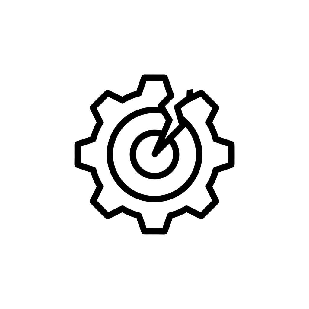 Black gear icon on a white background