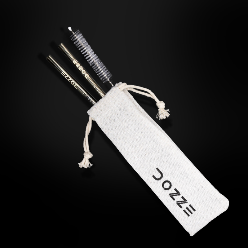 Short Black DOZZE Stainless Steel Straw Set - Dozze